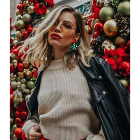 Christmas Earrings for Women - Bow, Wreath, and Long Tassel - Picture 5 of 8